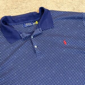 Polo Ralph Lauren Shirt Men Polo 4XB Blue Anchor Allover Print Nautical Preppy